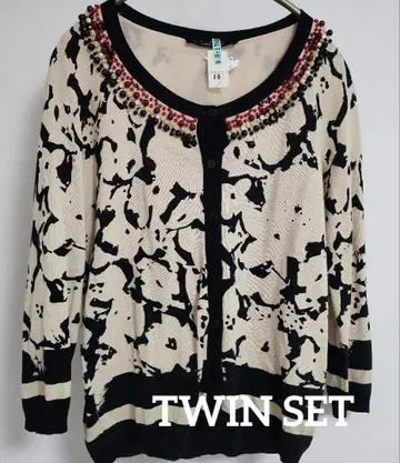 [ TWIN SET ] 비즈 장식 7부 소매 가디건