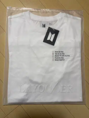 BTS 태태 LAYOVER 화이트 T셔츠