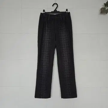 Se ninon 스트레치 스트레이트 팬츠 그레이&체크 프린트