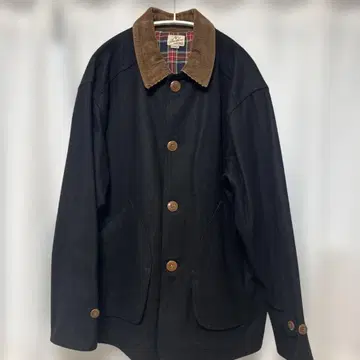 Backers 옷깃 코듀로이 워크 자켓 L 안감 체크 블랙 구제 의류