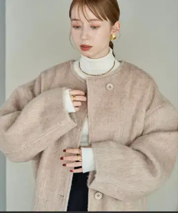 노카라 샤기 롱 코트