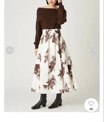 FRAY I.D 플레어 롱 스커트 꽃무늬