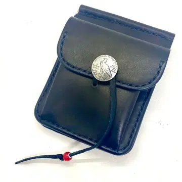 천연 가죽 머니클립 B 코인 콤 네이비 가죽 끈 비즈