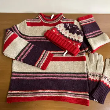 에디 바우어 울 스웨터 모자 장갑 세트