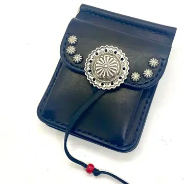 천연 가죽 머니클립 B 아폴로 커스텀 플라워 네이비 블랙 가죽 끈 비즈