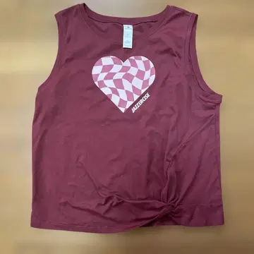 90 Degree 버건디 하트 체크 탱크탑 S