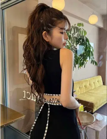 Darich 새상품 백 오픈 리본 미니 원피스 [ FL ]