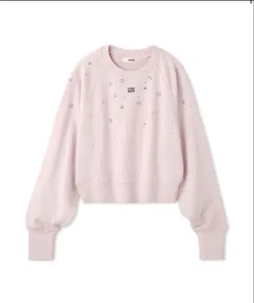 퍼퍼 FURFUR 비쥬 장식 로고 자수 맨투맨 핑크