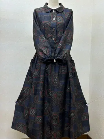 기모노 리메이크 오시마 명주 원피스 앞 버튼 L 사이즈