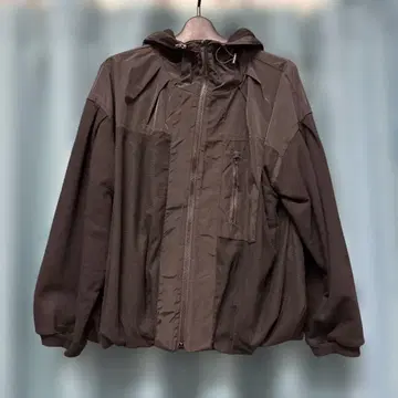 lasud 블랙 나일론 자켓 후드 부착