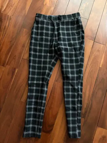 스키니 팬츠 블랙/화이트 체크 무늬