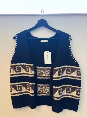 구제풍 기하학 패턴 니트 베스트