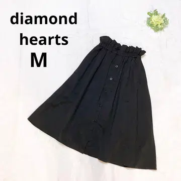 다이아몬드하츠 셔링 A라인 스커트 허리밴딩 블랙 플레어