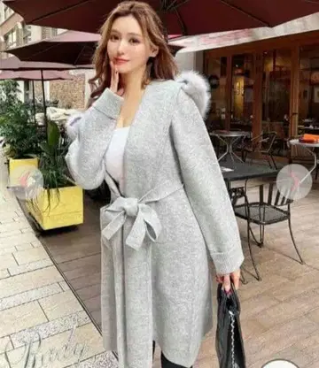 [ 새상품 ] Rady 퍼 니트 코트 가디건 그레이 S