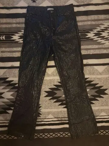 opium 가죽 플레어 데님