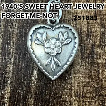 스위트하트 주얼리 물망초 실버 빈티지 목걸이 NAVY