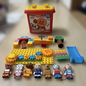 블록 라보 호빵맨 첫 블록 바구니와 빙글빙글 공원 블록 세트