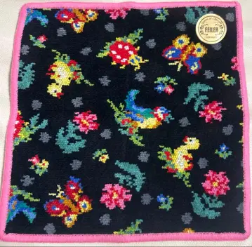 [ 한정품 ] 하이디 도트 FEILER 손수건 블랙/핑크