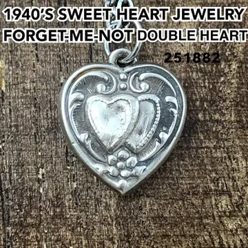 스위트하트 주얼리 물망초 더블 하트 실버 빈티지 목걸이