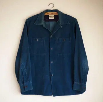 50's BRENTLEY 코듀로이 오픈 카라 셔츠 파랑 L