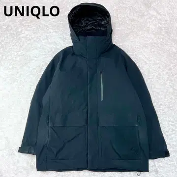 유니클로 하이브리드 다운 후드티 블랙 XL