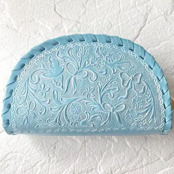 카빙 라이브스 그레이스 콘티넨탈 리본 작은 새 세미 서클 파우치