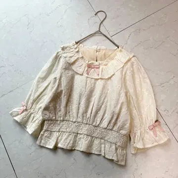 axes femme kawaii 코튼 레이스 블라우스 M 리본