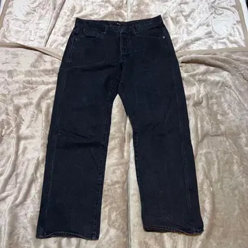 RVCA 와이드 블랙 데님 팬츠 스트레이트 스타일 32인치