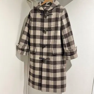 Mila Owen 빅 실루엣 체크 더플 코트 브라운 0