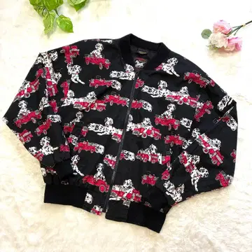 90s INFINITY CHIC USA 올 패턴 강아지 패턴 자켓 블랙