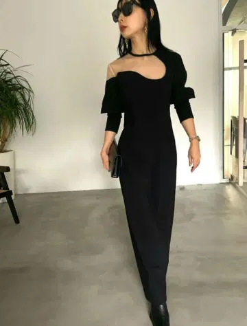 Ameri LAKE CURVE TRICOT RIB DRESS