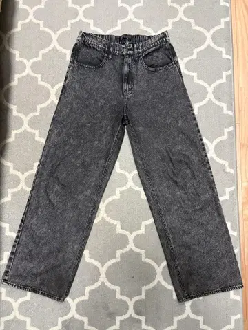 그레이 와이드 레그 데님 팬츠