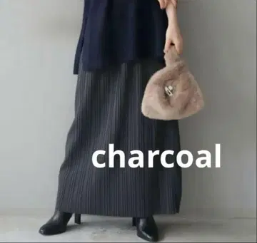 신상 뤼미에 플리츠 라인 스커트 CHARCOAL Lumier