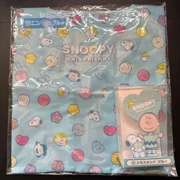 SNOOPY 스누피 에코백 메모 스탠드 세트 제일복권 블루
