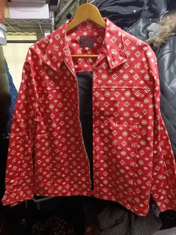 레어 EVISU 모노그램 라이더 재킷 빨간색