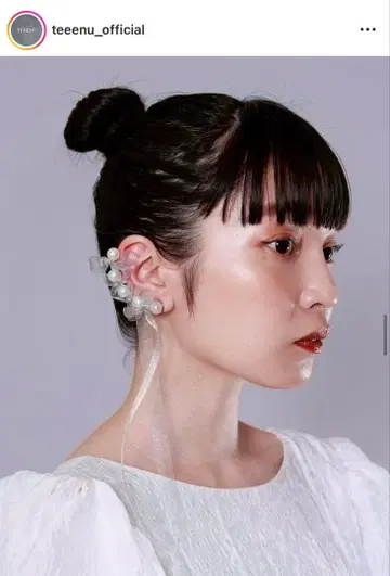 TEENU 펄 리본 이어커프 [브라이덜]