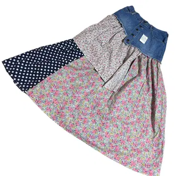 프리다 데님 패치워크 스커트