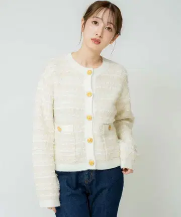 노엘라 트위드 니트 가디건