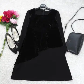 G7744*DAMA COLLECTION A라인 원피스 블랙 LL