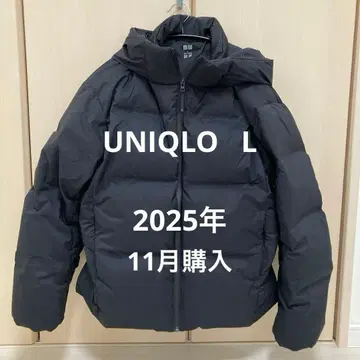 UNIQLO 심리스 다운 후드티 2025 L 사이즈 블랙