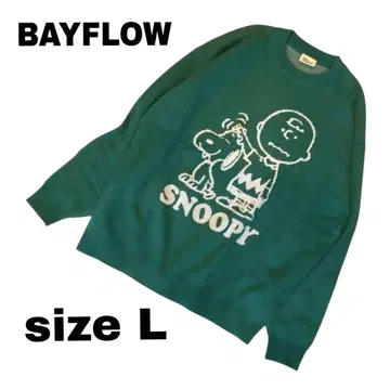 BAYFLOW 스누피 니트 그린 사이즈 4 | 앞뒤 디자인 새상품급