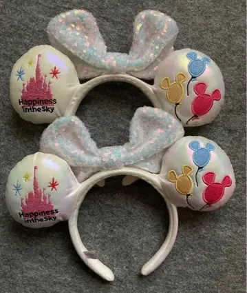 디즈니 머리띠 스팽글 화이트 풍선 신데렐라 성 자수