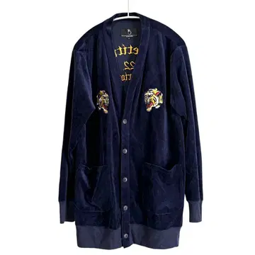 N-631 VIRGO  벨로아 가디건 호랑이 자수 2 네이비