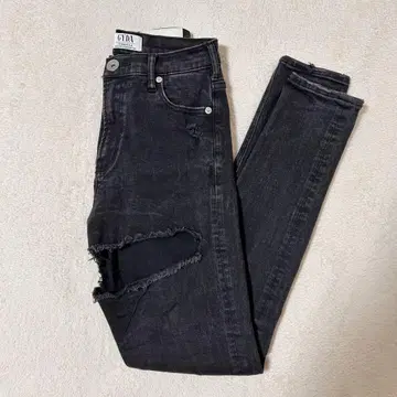 GYDA 사이드 컷 스키니 데님 데미지