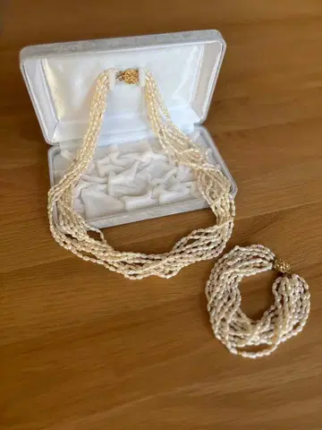 [케이스 포함] 10연 양귀비 펄 목걸이 & 팔찌