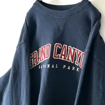 빅 코튼 GRAND CANYON 자수 맨투맨 L 네이비 구제 의류
