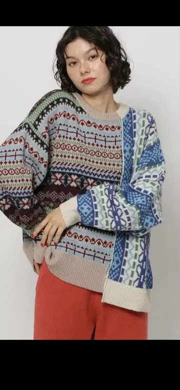 니코앤드 리메이크풍 페어아일 니트