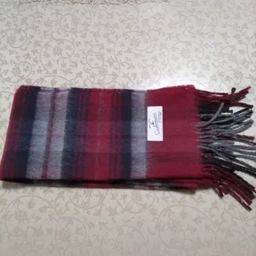 캐시미어 100% 빨간색 계열 체크 무늬 머플러