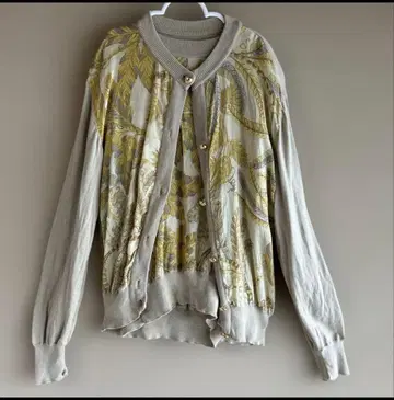 고급 페라가모 실크 스카프 프린트 가디건 & 반팔 셋업