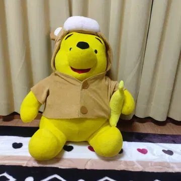 푸우 봉제 인형 귀 달린 후드